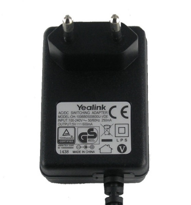 Фото Блок питания Yealink 5VDC, 600mA Блок питания Yealink 5VDC, 600mA